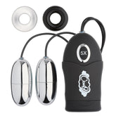 Dual Egg Vibrator Black with Wired Remote for Adult Pleasure BULLETS